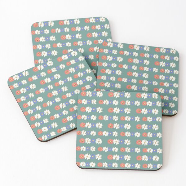 Item preview, Gerber Daisy Floral Striped Pattern on Sage Green Background designed and sold by infinitygrafix.