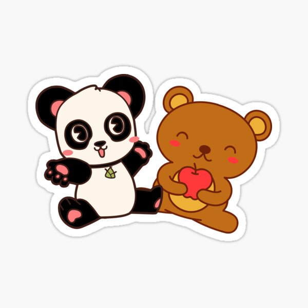 Panda And Brownie Bear Couple Panda And Bear Sticker For Sale By Bopledesigns Redbubble 