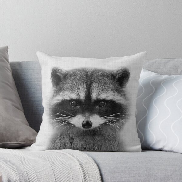 Item preview, raccoon headshot in black and white designed and sold by sofiahawk.