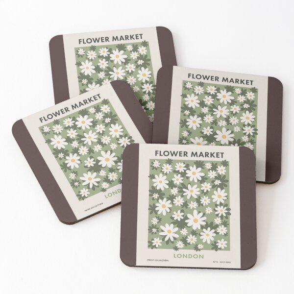 Item preview, Flower Market London Retro Daisies Print Green Ditsy Pattern   designed and sold by 4seasondesign.