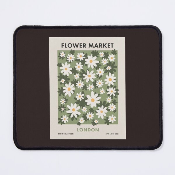 Item preview, Flower Market London Retro Daisies Print Green Ditsy Pattern designed and sold by 4seasondesign.