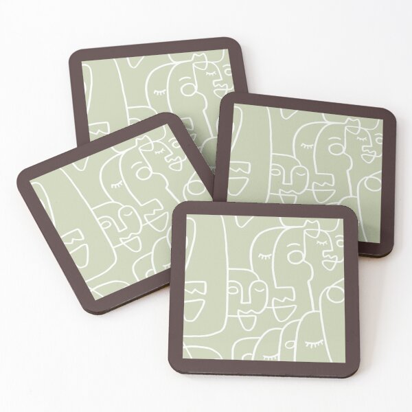 Item preview, say green abstract faces   designed and sold by 4seasondesign.