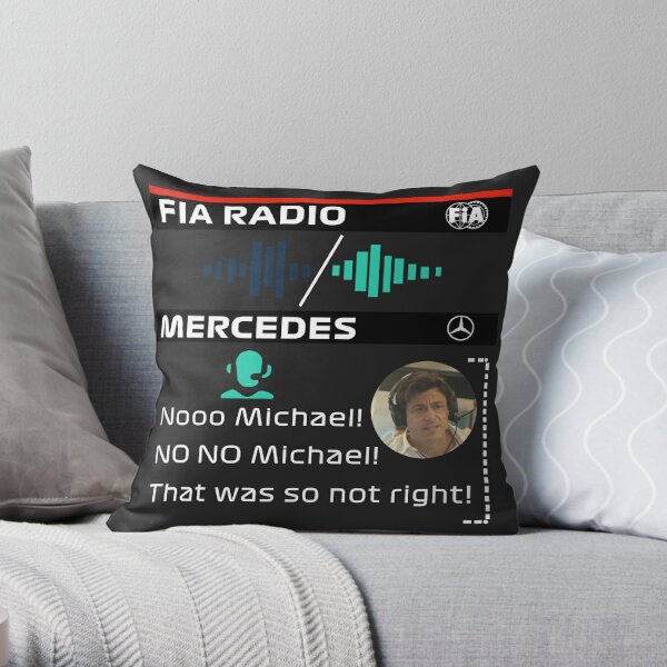 Toto face Radio with Michael during Abu Dhabi GP 2021 "No Michael, no no Michael!" Throw Pillow
