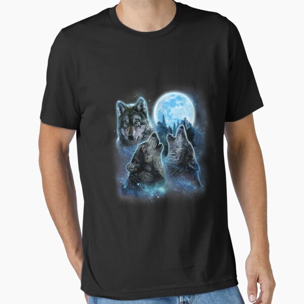 Item preview, Drei Wölfe, die unter eisigem Vollmond-grauem Wolf heulen designed and sold by franktimothy.