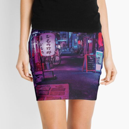 midnight japanese alleyway neo noir cinematic photography" Mini Skirt Sale by s0yp Redbubble