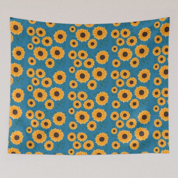 Item preview, Sunflower print blue background  designed and sold by DemonicGloom.