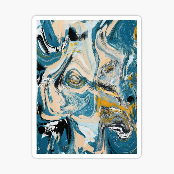 Tide Pools: A blue, peach, and yellow painting by Alyssa Hamilton Art Sticker