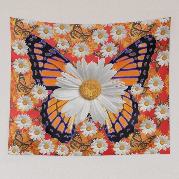 Item preview,  BUTTERFLIES WHITE DAISY GARDEN FLOWERS ART designed and sold by sharlesart.