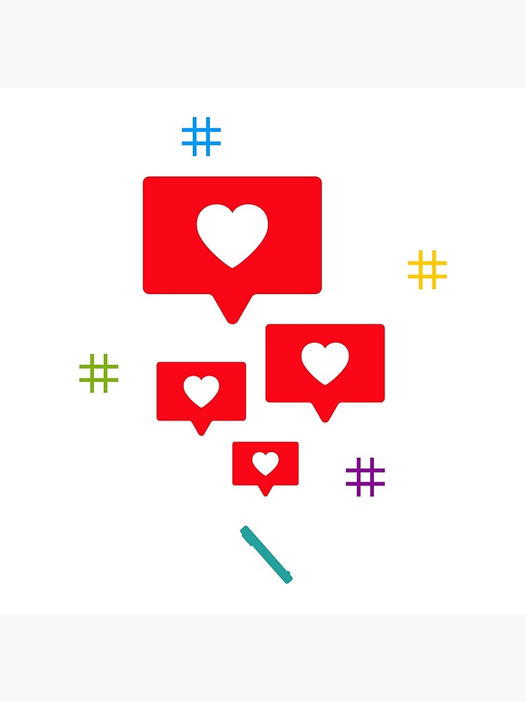 "Social media likes and hashtags" Poster by swapsdev Redbubble