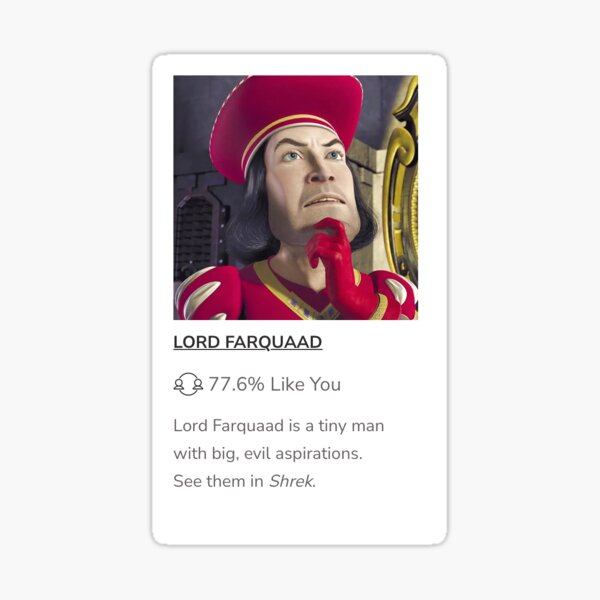 "Lord farquaad " Sticker for Sale by Izzygarcia Redbubble