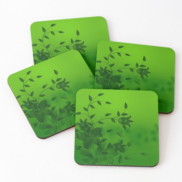 Item preview, Green Leaves and Glowers pattern designed and sold by BerryCats.