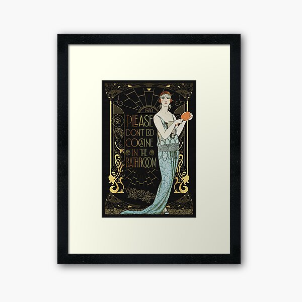 Please don't do cocaine Funny Bathroom Art Print Sign Framed Art Print