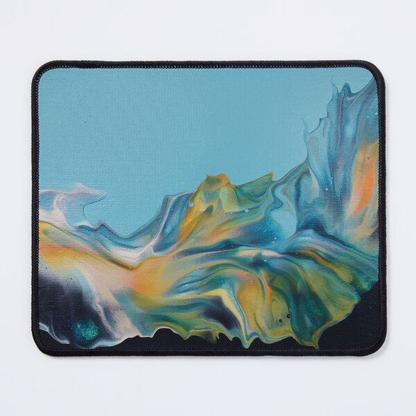 Item preview, Beautiful Split Blue and Navy Background with Orange and White Fluid Acrylic Pour Design designed and sold by CrystalCoast.
