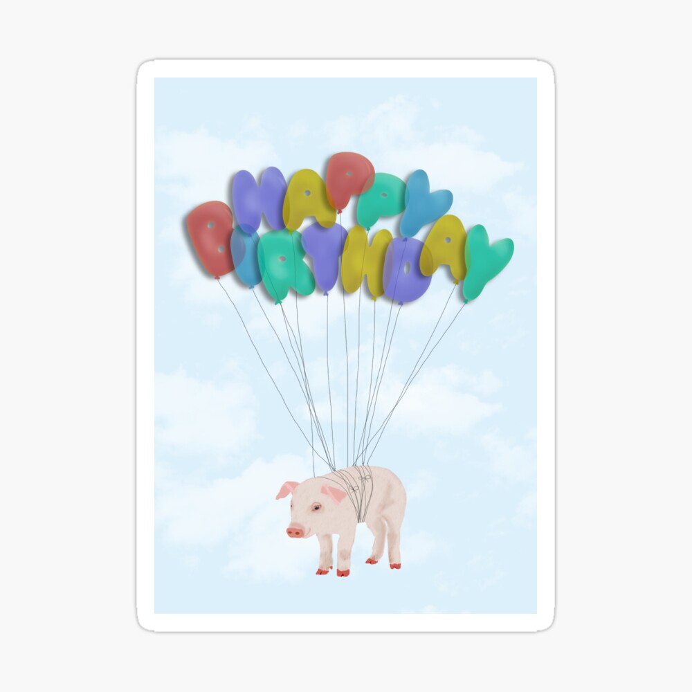 Carte De Vœux Carte De Joyeux Anniversaire De Cochon Volant Par Amymh Redbubble