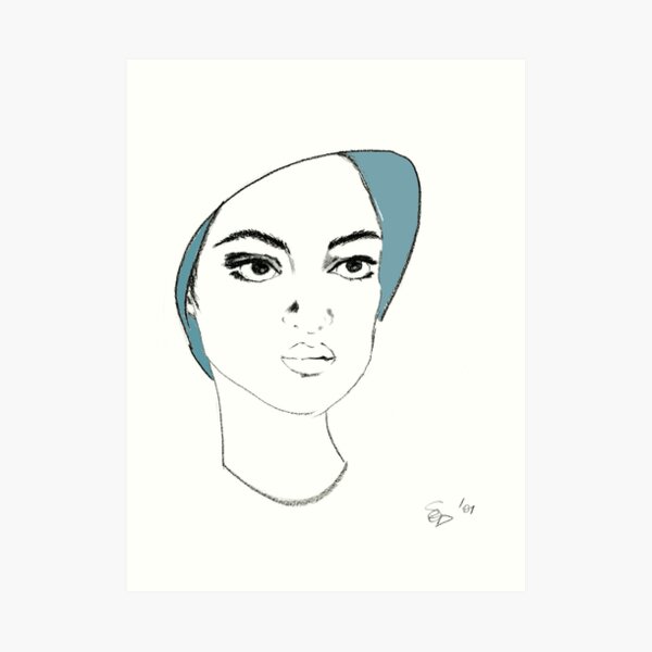 Mädchen mit Hut - Girl with hat Kunstdruck