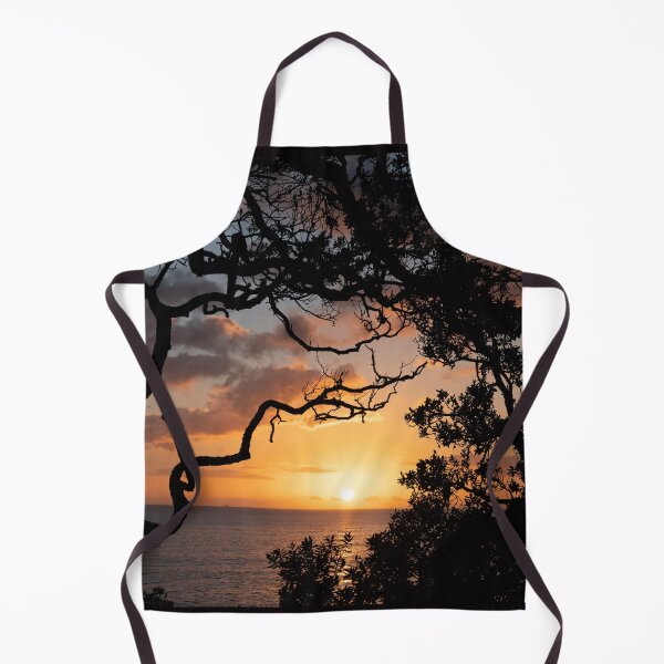 Item preview, Sunrise over coast framed by silhouette foliage of pohutukawa tree on edge of slope. designed and sold by Brian Scantlebury.