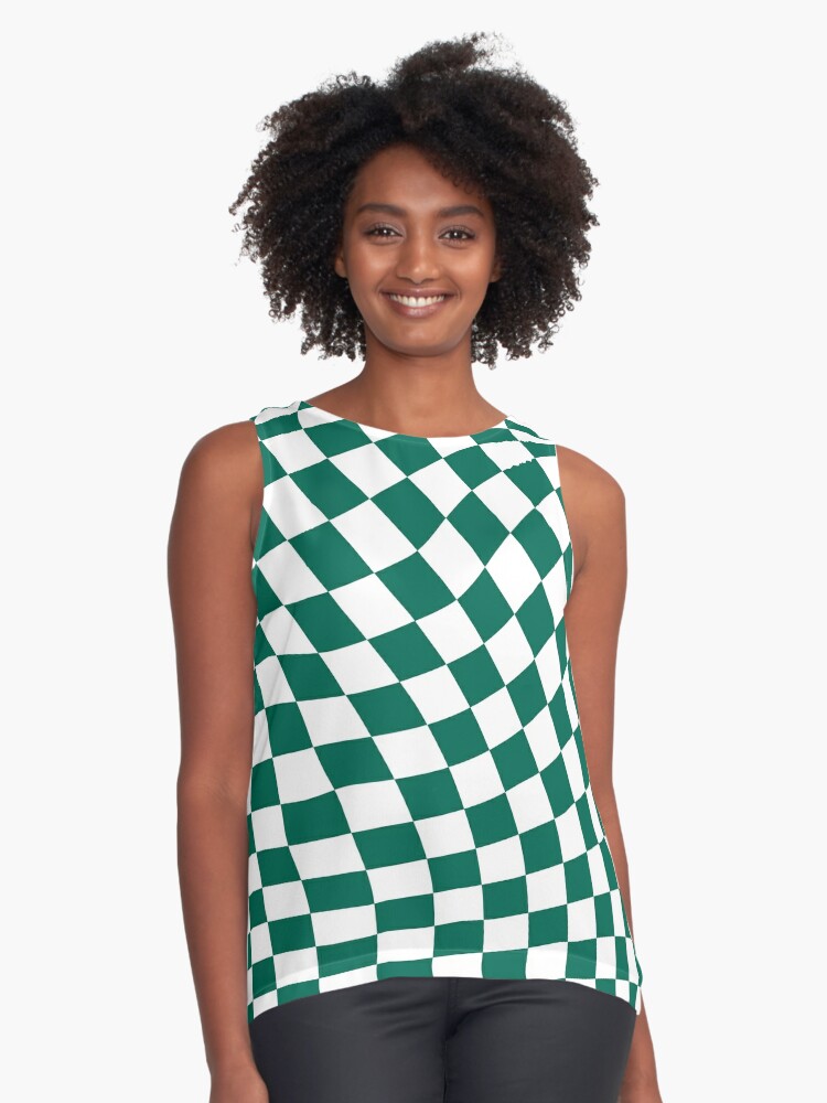 Green and White Swirl Checkerboard\