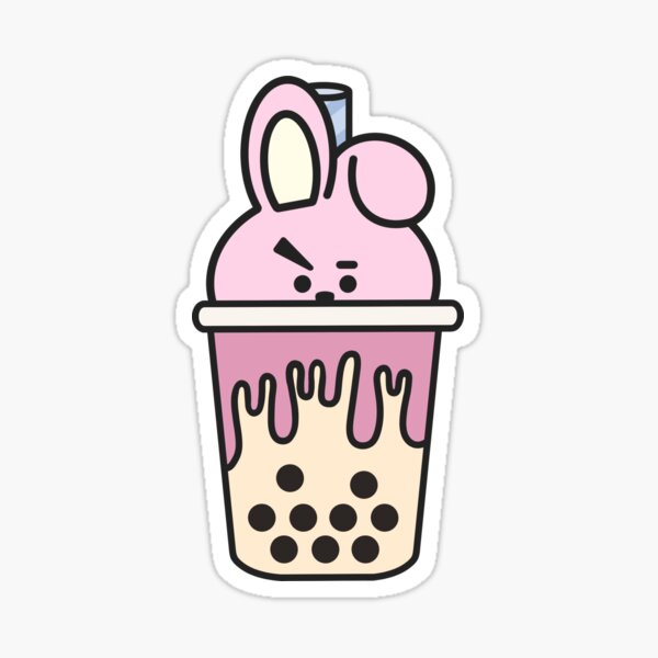 BTS split cup boba bt21 tata sticker Sticker for Sale by majorkooki