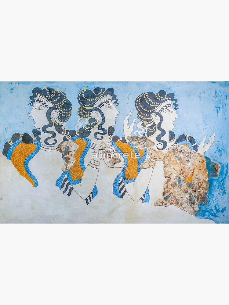 Disover Minoan 'Ladies in Blue' Fresco from Heraklion Crete Premium Matte Vertical Poster