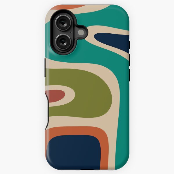 Vista previa del artículo con la obra «Copacetic Retro Abstract en Mid Mod Teal Blue Olive Green Orange Beige», diseñado y vendido por kierkegaard.