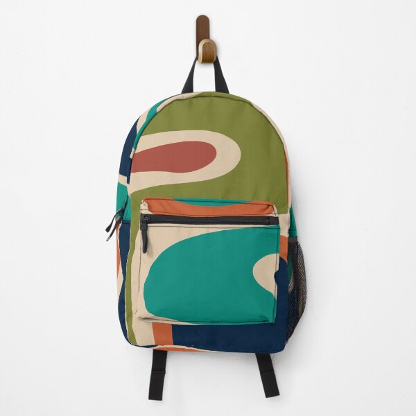 Item preview, Copacetic Retro Abstract in Mid Mod Teal Blue Olive Green Orange Beige designed and sold by kierkegaard.