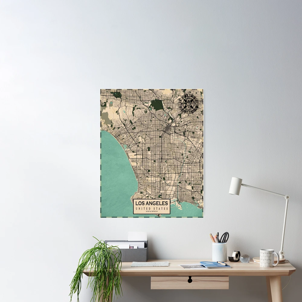 Los Angeles City Map of the United States - Vintage