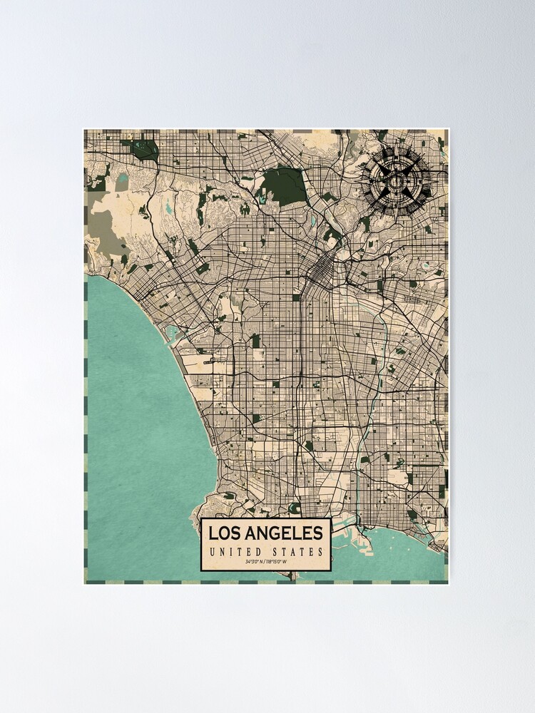 Los Angeles City Map of the United States - Vintage | Poster