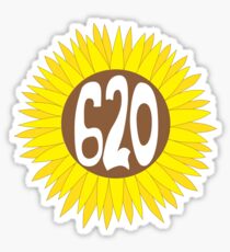Hand Drawn Kansas Sunflower 620 Area Code Sticker