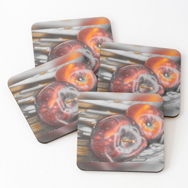 Item preview, Two apples drawn with colored pencils designed and sold by dominolasart.