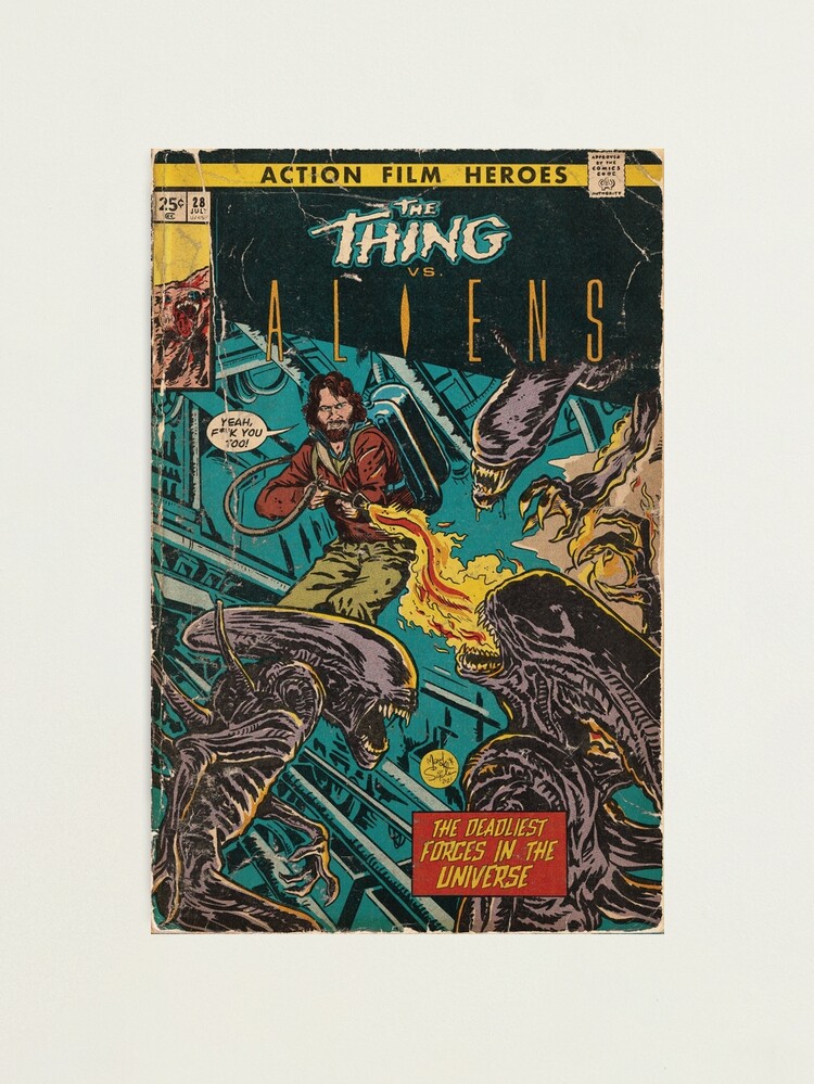 Thumbnail 1 of 3, Photographic Print, Thing vs. Aliens fan art comic cover designed and sold by MarkScicluna.