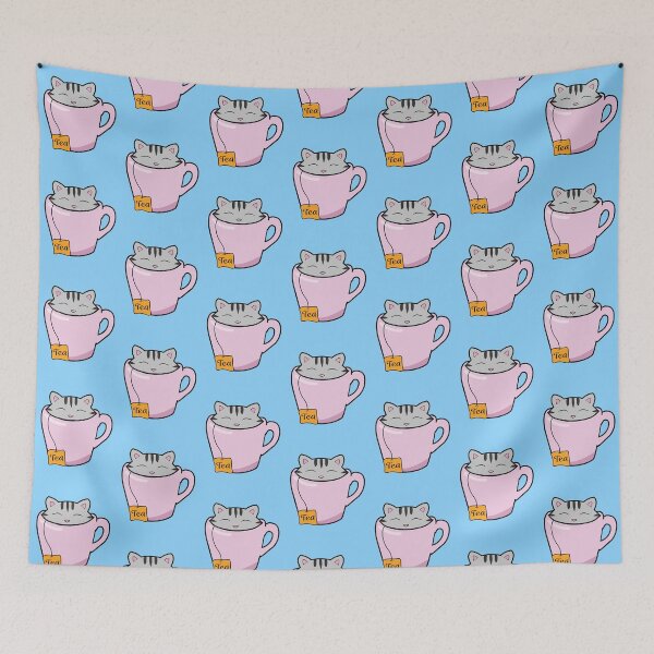 Item preview, Tabby Cat in a Pink Tea Cup designed and sold by Purr95.