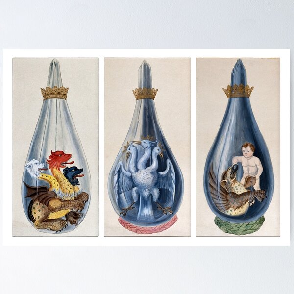 Item preview, Illustrations of dragons in alchemical flasks from Splendor Solis (an alchemical treatise) -16th Century designed and sold by monsterplanet.