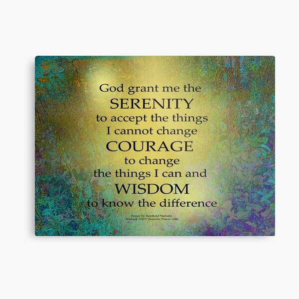 Serenity Prayer Gold on Blue-Green Metal Print