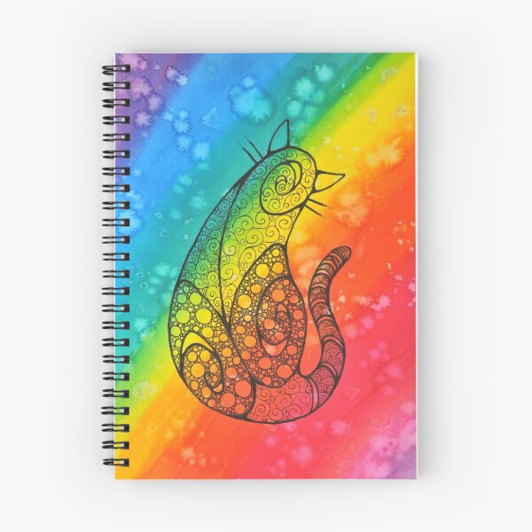 Aperçu de l'œuvre Aquarelle Rainbow Doodle Cat créée et vendue par Creative Efforts.