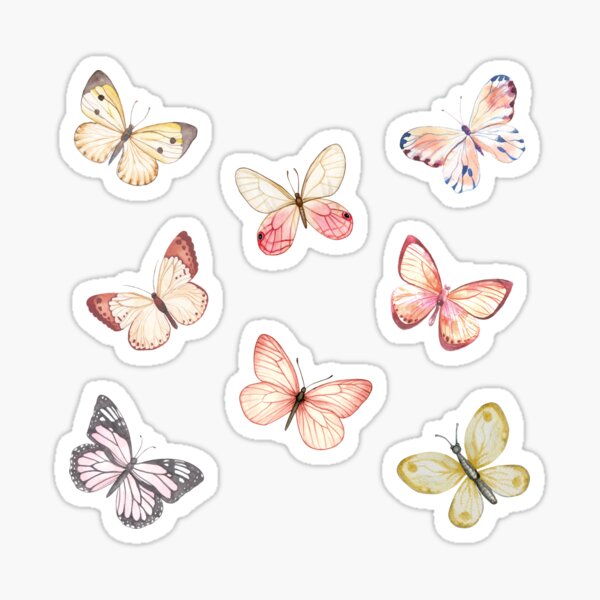 Watercolor Butterfly Stickers Set Graphic by Aspect_Studio