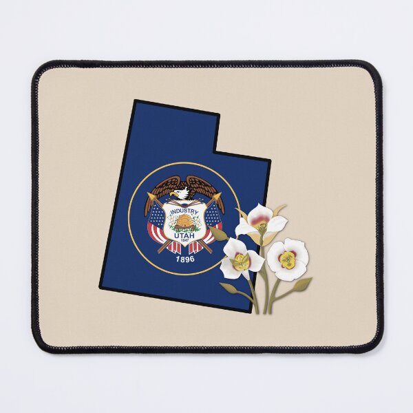 Item preview, State of Utah Flag with State Flower Mesa Lily (Tan) designed and sold by Gsallicat.