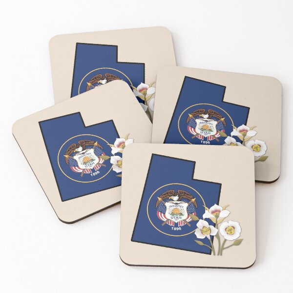 Item preview, State of Utah Flag with State Flower Mesa Lily (Tan) designed and sold by Gsallicat.