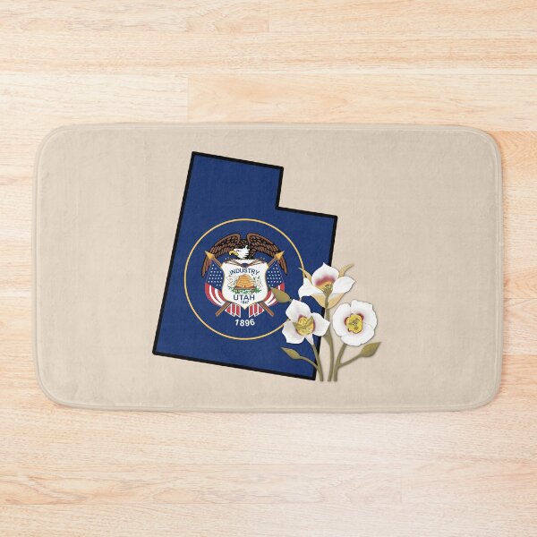 Item preview, State of Utah Flag with State Flower Mesa Lily (Tan) designed and sold by Gsallicat.
