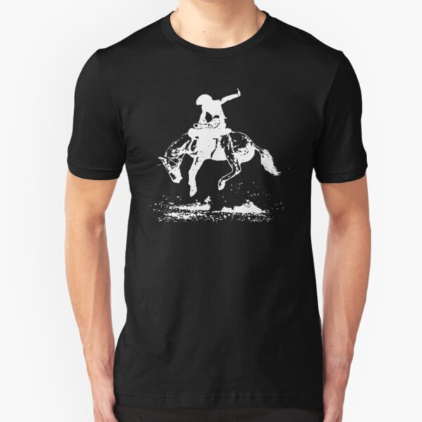 Rodeo Bucking Horse Cowboy Riding Stallion Slim Fit T-Shirt