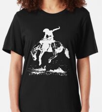 Rodeo Bucking Horse Cowboy Riding Stallion Slim Fit T-Shirt