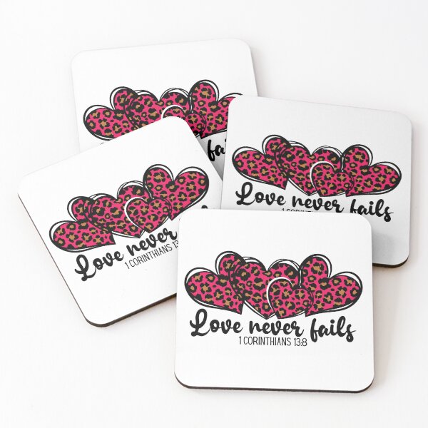 Item preview, Love Never Fails Leopard Print Hearts - 1 Corinthians 13:8 designed and sold by ChelleCreate.
