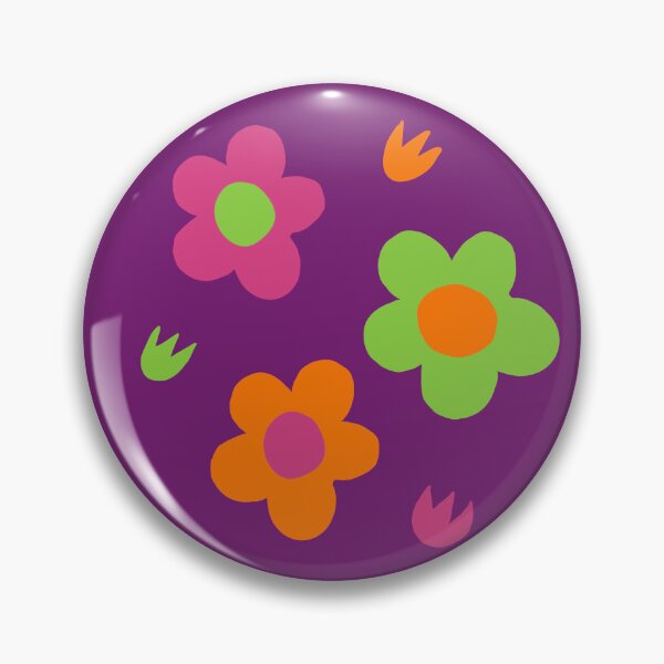 Item preview, Multicolor pink green and orange flower power purple print designed and sold by DemonicGloom.
