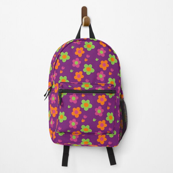 Item preview, Multicolor pink green and orange flower power purple print designed and sold by DemonicGloom.