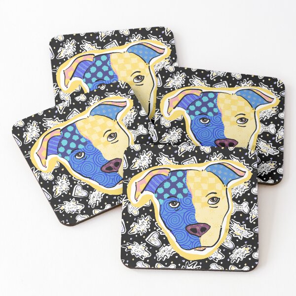 Item preview, Blue and yellow Patchwork dog on Wuff u background designed and sold by Vondac.