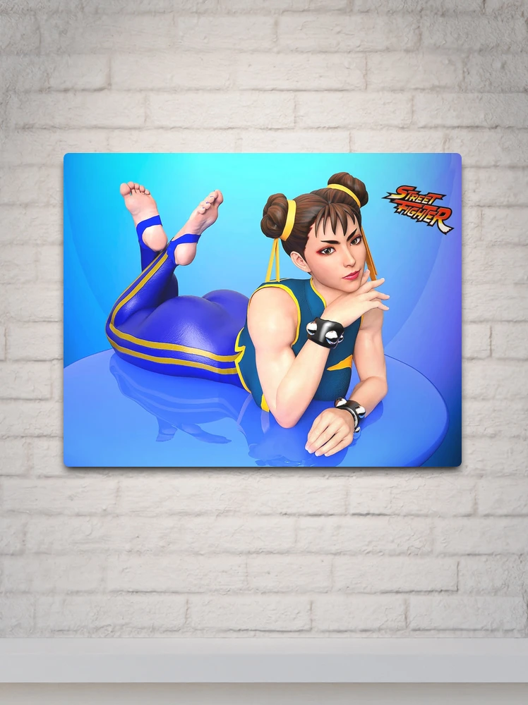 Chun Li Modeling with Street Fighter Logo Metal Print for Sale by