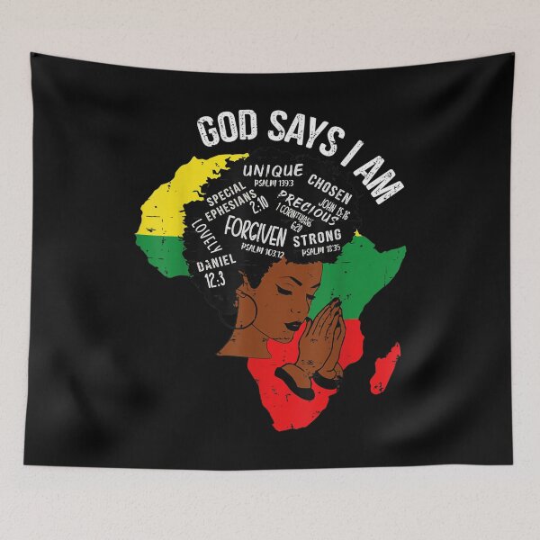 Item preview, God Says I Am Strong Afro Woman Black History Month  designed and sold by mchargue12.