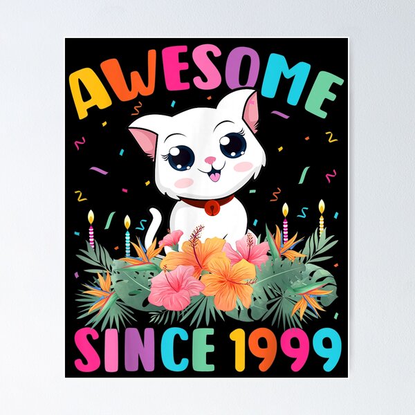 Item preview, 23 Years Old Girl Cat Lover Awesome Since 1999 23th Birthday  designed and sold by mchargue12.