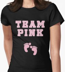 Team Pink Girl Baby Shower Gender Reveal Party Cute Funny Gift Women's Fitted T-Shirt