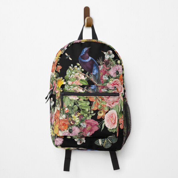 Item preview, Romantic Flora with Cotinga Cordon-Bleu Bird in Black designed and sold by Trish Dish.