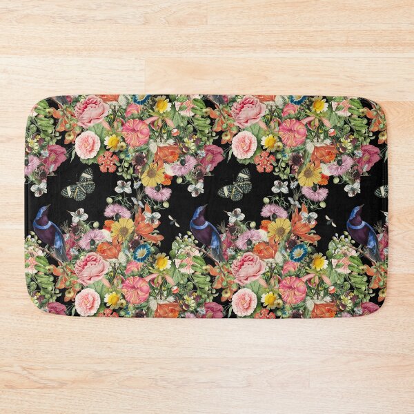 Item preview, Romantic Flora with Cotinga Cordon-Bleu Bird in Black designed and sold by Trish Dish.